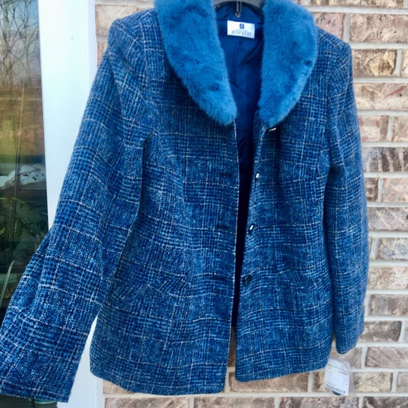 1980s Vintage $4,500 Blue Faux Fur Wool Selection De Givenchy Coat - Picture 6 of 15